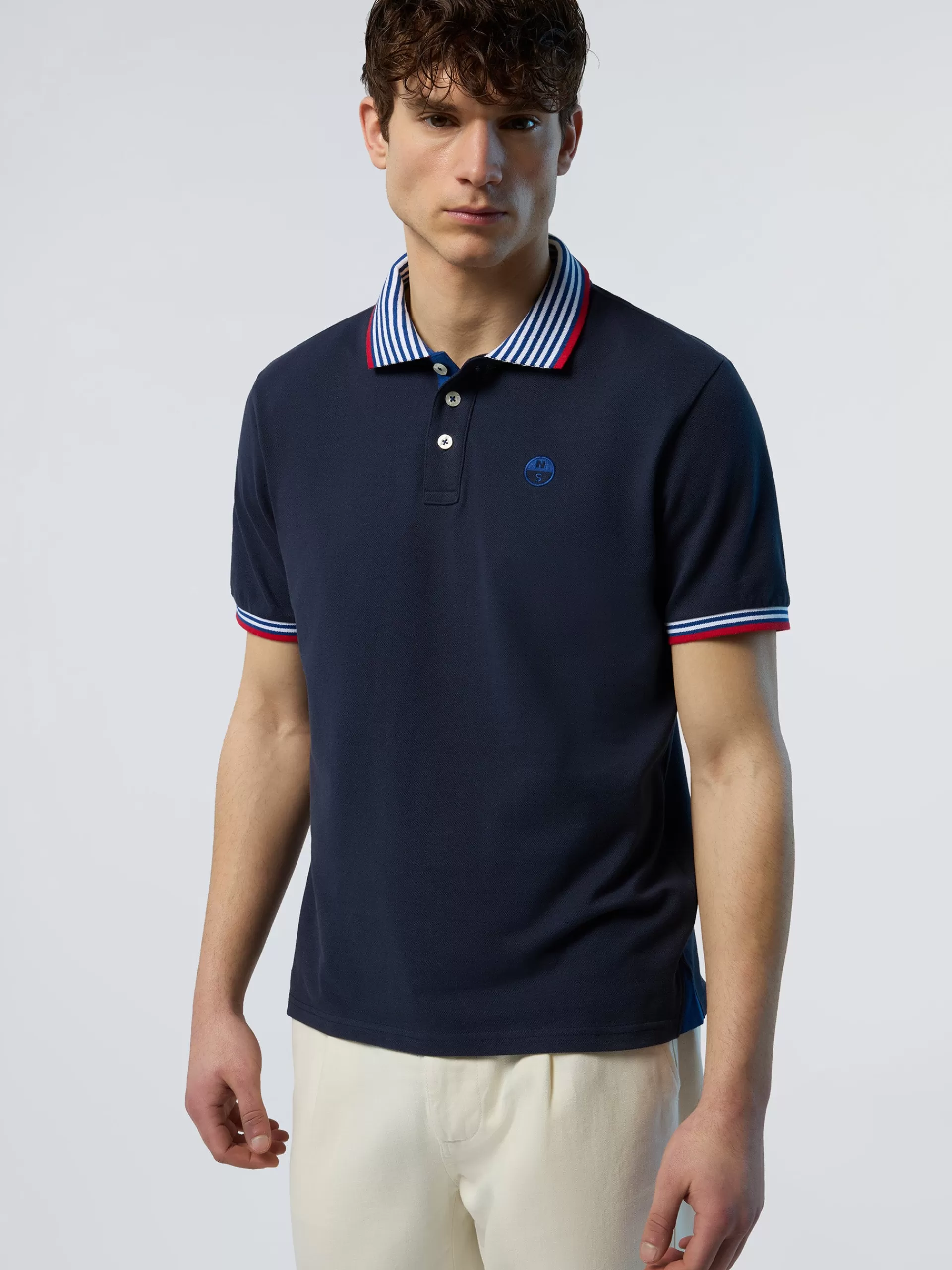 North Sails 'Polo Shirt With Striped Collar^ Polo Shirts